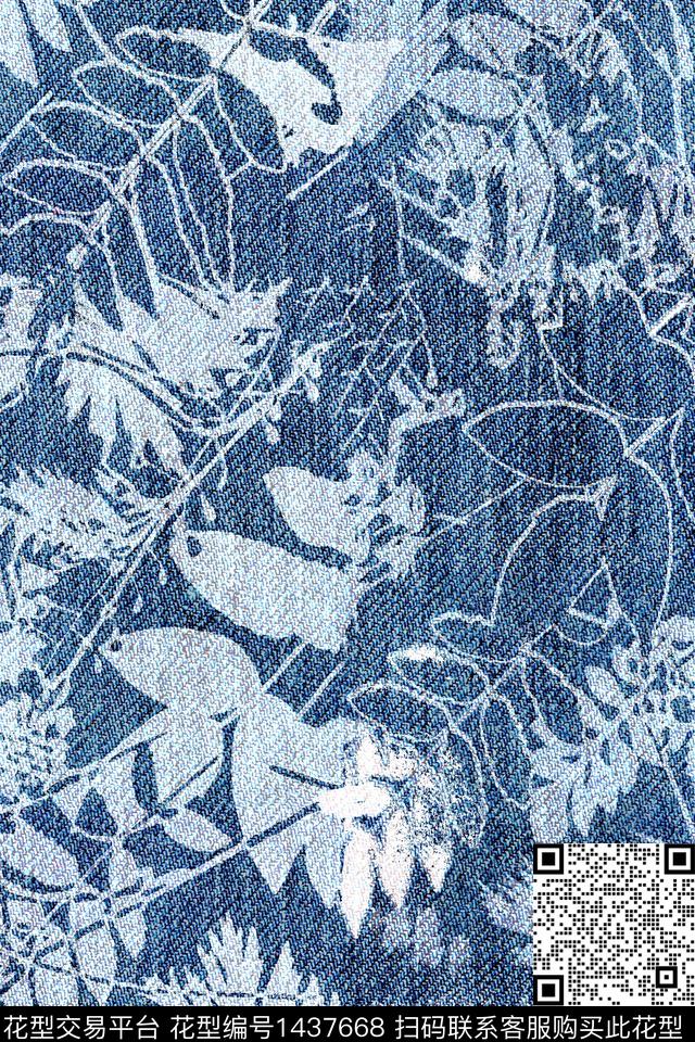 时尚纹理花卉数码印花华亿平台下载（图片编号: 1437668） - 瓦栏（Walan）