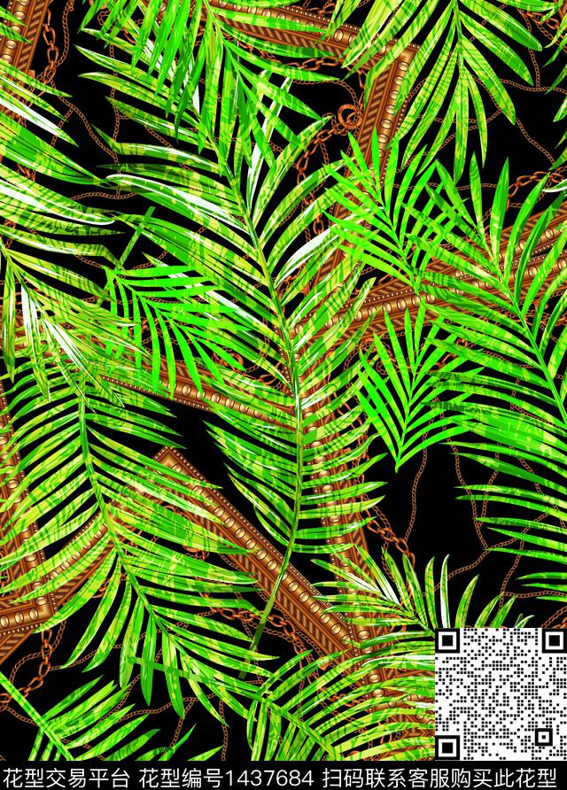 绿植树叶棕榈树热带华亿平台数码印花华亿平台下载（图片编号: 1437684） - 瓦栏（Walan）