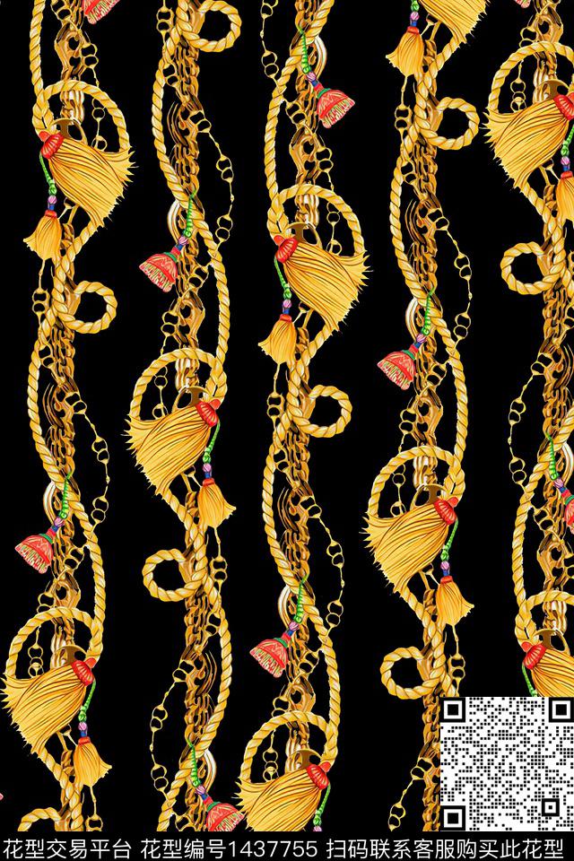 链条香云纱大牌风数码印花华亿平台下载（图片编号: 1437755） - 瓦栏（Walan）