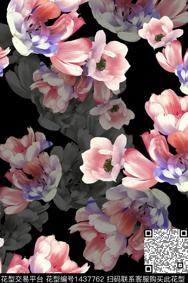 水彩香云纱大牌风数码印花华亿平台下载（图片编号: 1437762） - 瓦栏（Walan）