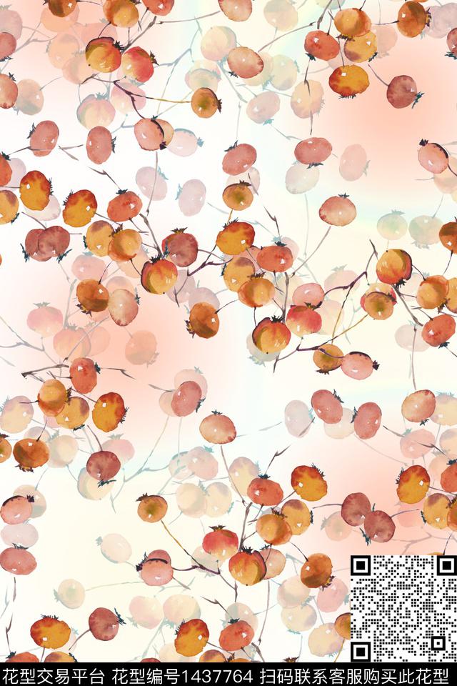 水果水彩抽象花卉数码印花华亿平台下载（图片编号: 1437764） - 瓦栏（Walan）