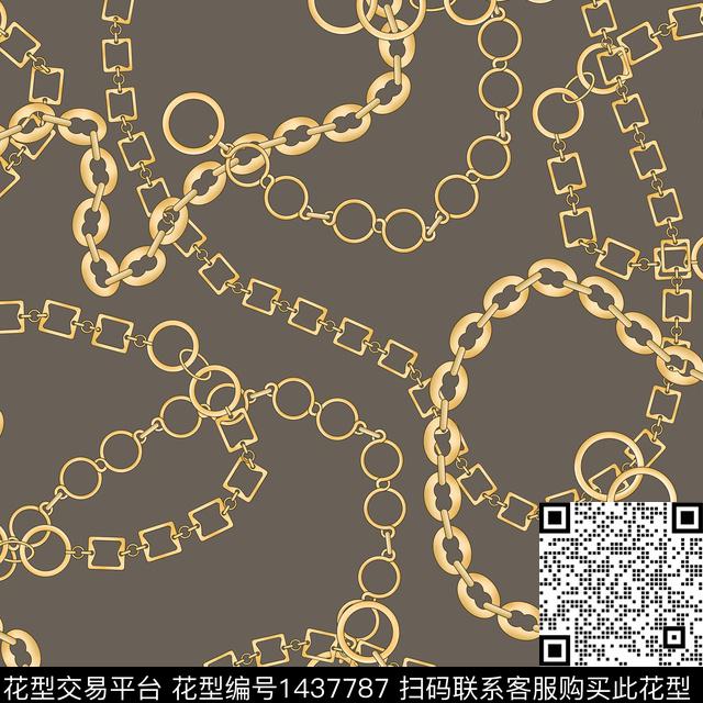 线条几何链条数码印花华亿平台下载（图片编号: 1437787） - 瓦栏（Walan）