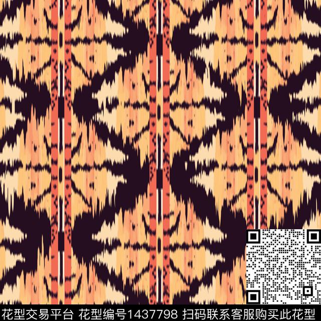 线条几何链条数码印花华亿平台下载（图片编号: 1437798） - 瓦栏（Walan）