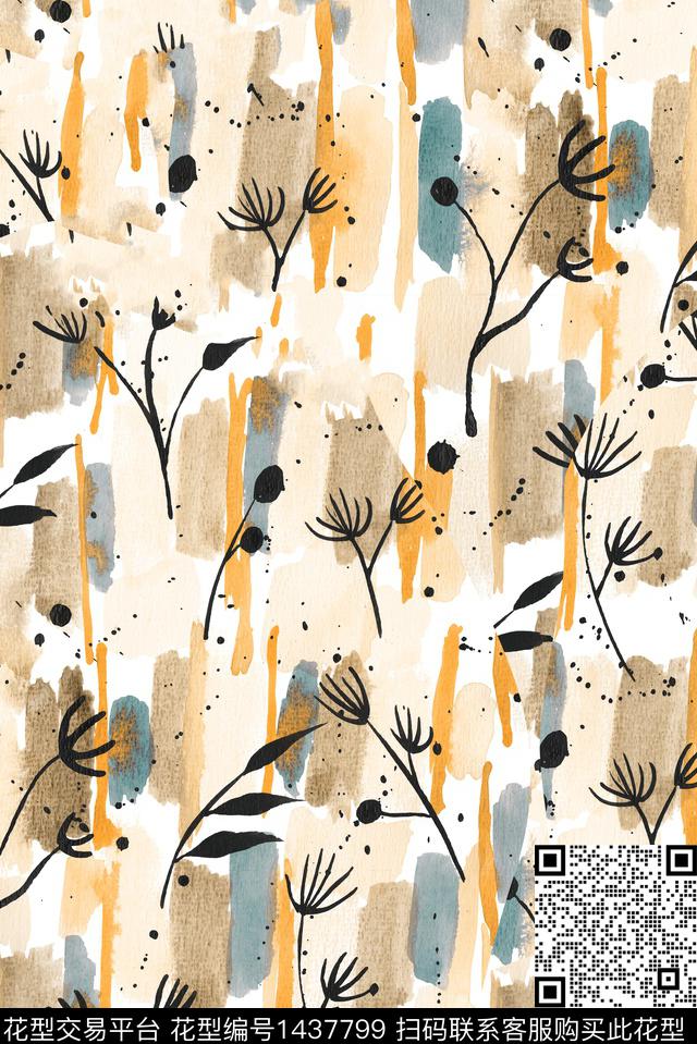 连衣裙肌理复古数码印花华亿平台下载（图片编号: 1437799） - 瓦栏（Walan）