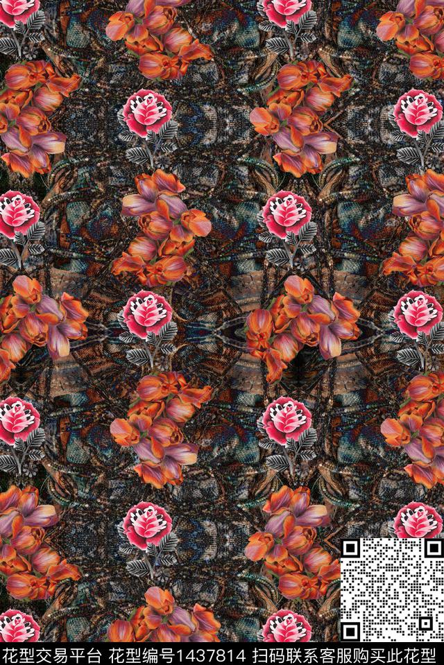 复古民族风香云纱数码印花华亿平台下载（图片编号: 1437814） - 瓦栏（Walan）