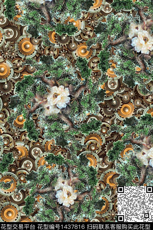 复古民族风香云纱数码印花华亿平台下载（图片编号: 1437816） - 瓦栏（Walan）