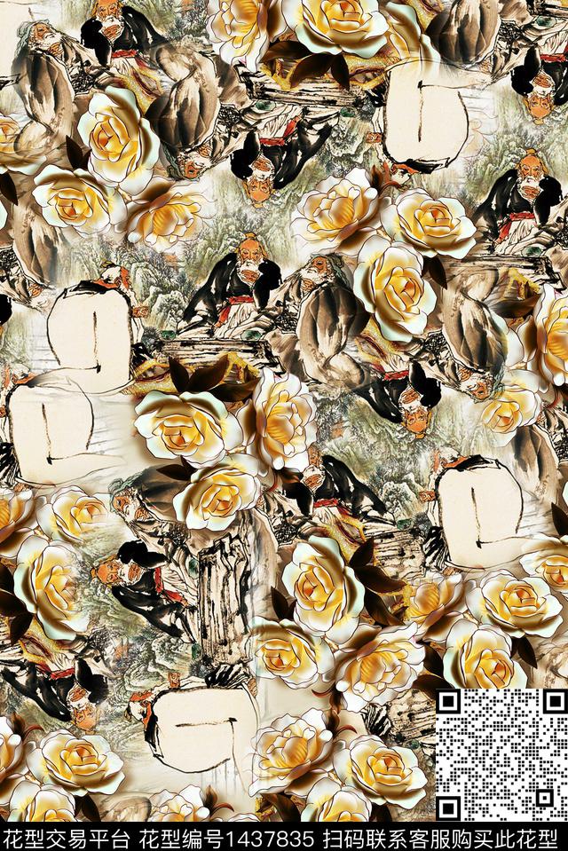 复古民族风香云纱数码印花华亿平台下载（图片编号: 1437835） - 瓦栏（Walan）