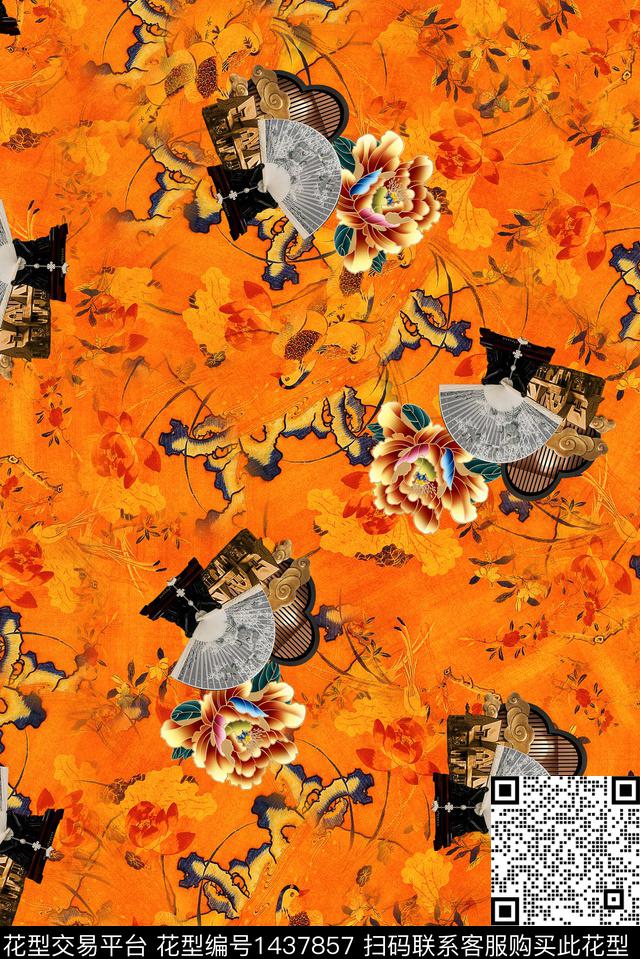 复古民族风香云纱数码印花华亿平台下载（图片编号: 1437857） - 瓦栏（Walan）