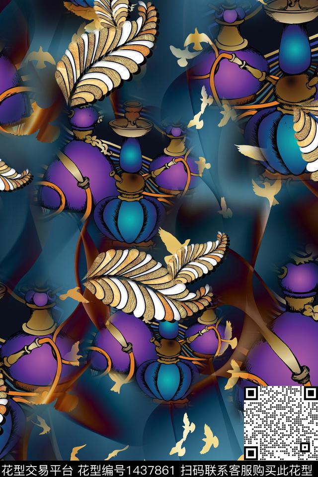 复古民族风香云纱数码印花华亿平台下载（图片编号: 1437861） - 瓦栏（Walan）