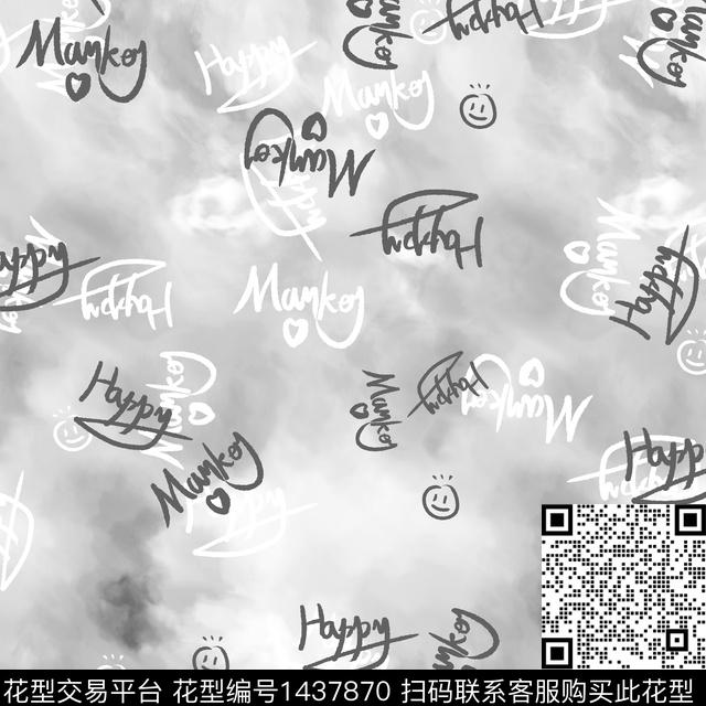 字母涂鸦男装传统印花华亿平台下载（图片编号: 1437870） - 瓦栏（Walan）