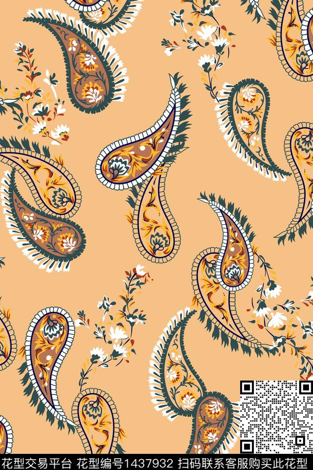 民族风佩斯利满版散花数码印花华亿平台下载（图片编号: 1437932） - 瓦栏（Walan）