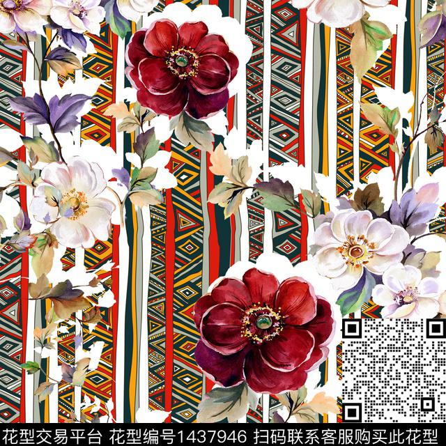 简约时尚几何数码印花华亿平台下载（图片编号: 1437946） - 瓦栏（Walan）