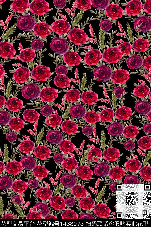 花卉大牌风小碎花数码印花华亿平台下载（图片编号: 1438073） - 瓦栏（Walan）