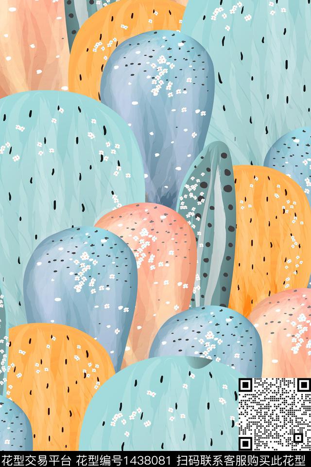 线条画大牌风小清新数码印花华亿平台下载（图片编号: 1438081） - 瓦栏（Walan）