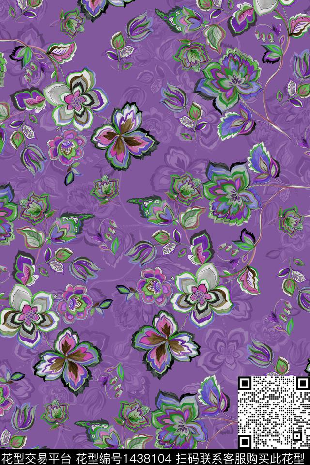 时尚复古民族风数码印花华亿平台下载（图片编号: 1438104） - 瓦栏（Walan）