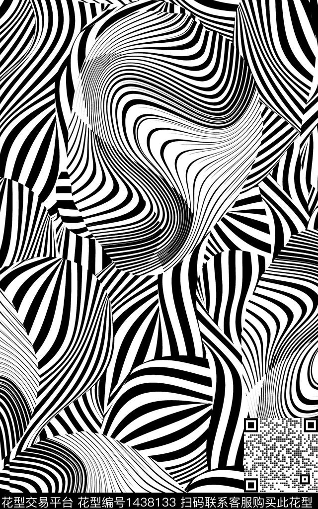 黑白华亿平台审年轻女性传统印花华亿平台下载（图片编号: 1438133） - 瓦栏（Walan）