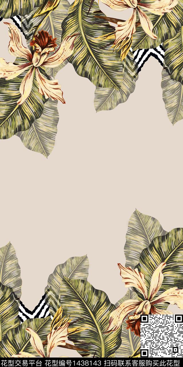 绿植树叶定位花花卉数码印花华亿平台下载（图片编号: 1438143） - 瓦栏（Walan）