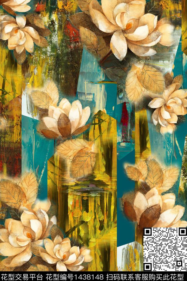 底纹复古花卉传统印花华亿平台下载（图片编号: 1438148） - 瓦栏（Walan）