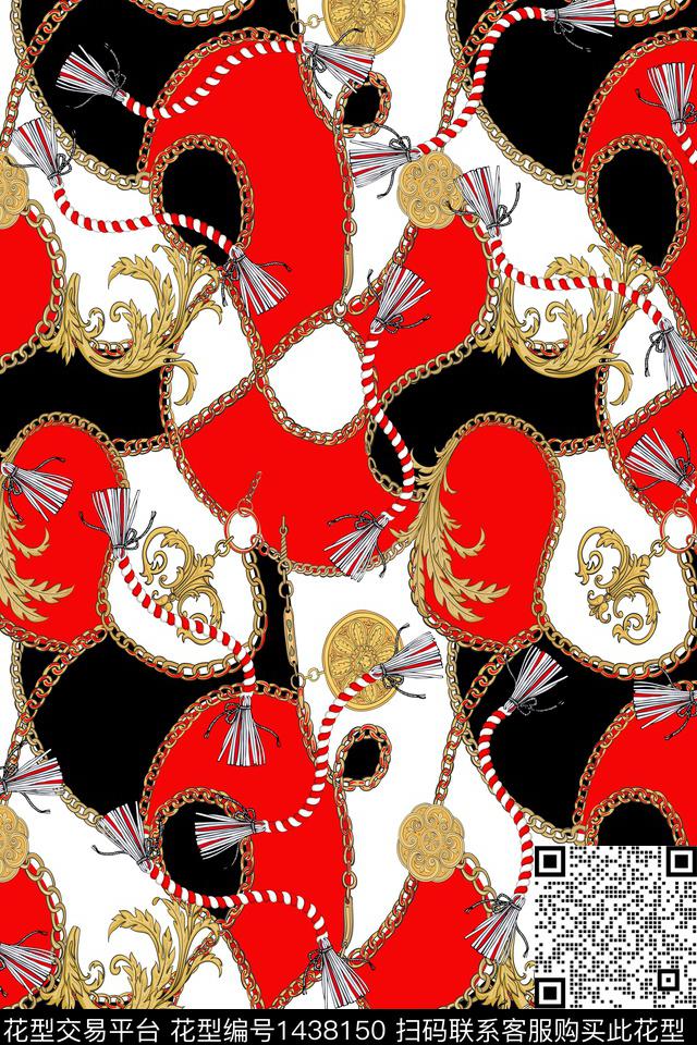 民族风链条休闲风数码印花华亿平台下载（图片编号: 1438150） - 瓦栏（Walan）
