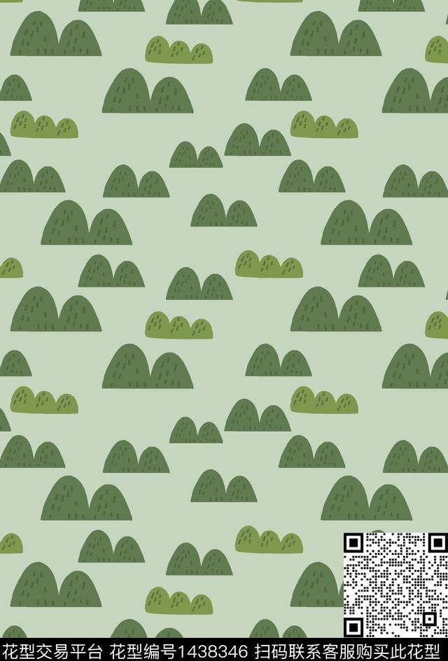 绿植树叶几何花卉简约传统印花华亿平台下载（图片编号: 1438346） - 瓦栏（Walan）