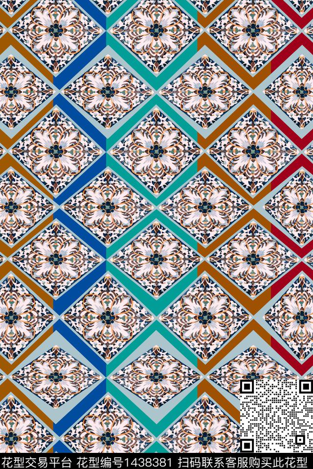 复古民族风大牌风数码印花华亿平台下载（图片编号: 1438381） - 瓦栏（Walan）