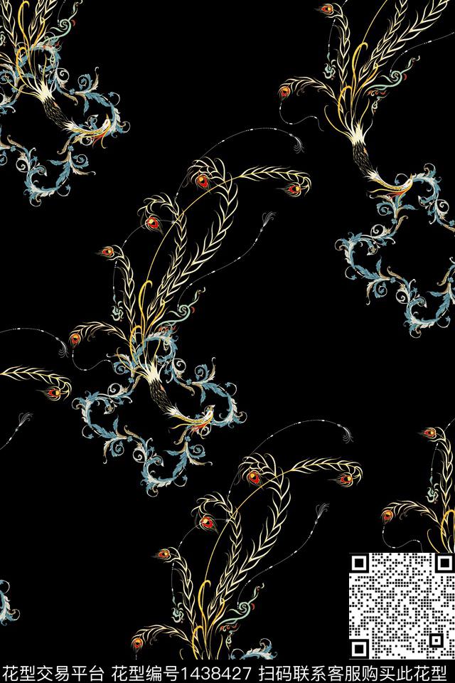 民族风凤凰中国风数码印花华亿平台下载（图片编号: 1438427） - 瓦栏（Walan）