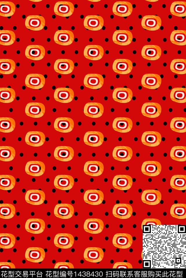 简约黑底花卉几何花卉数码印花华亿平台下载（图片编号: 1438430） - 瓦栏（Walan）