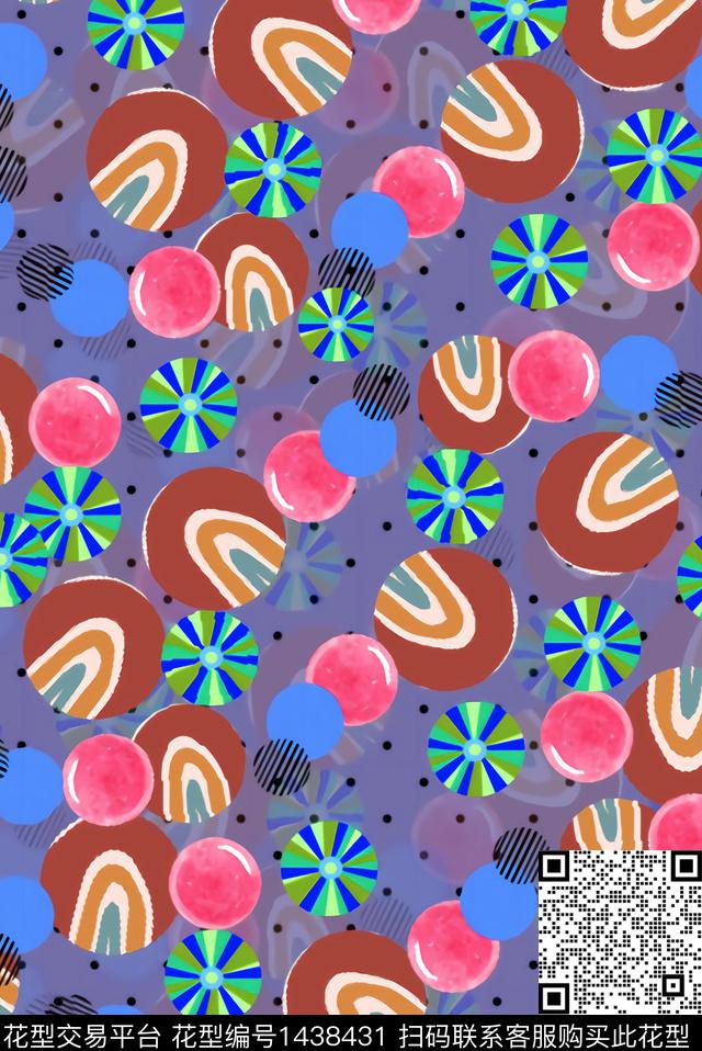 简约黑底花卉几何花卉数码印花华亿平台下载（图片编号: 1438431） - 瓦栏（Walan）