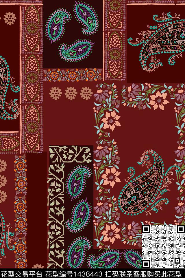 民族风佩斯利香云纱数码印花华亿平台下载（图片编号: 1438443） - 瓦栏（Walan）