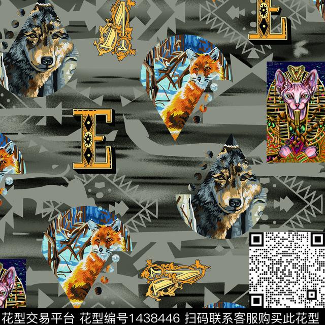 数码华亿平台动物男装数码印花华亿平台下载（图片编号: 1438446） - 瓦栏（Walan）