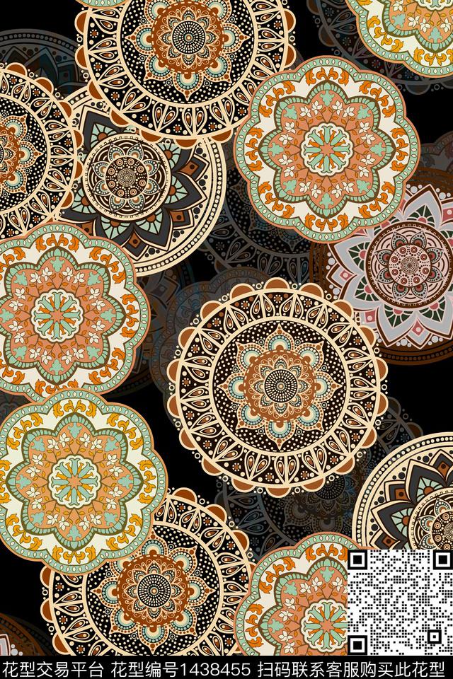 时尚民族风真丝数码印花华亿平台下载（图片编号: 1438455） - 瓦栏（Walan）