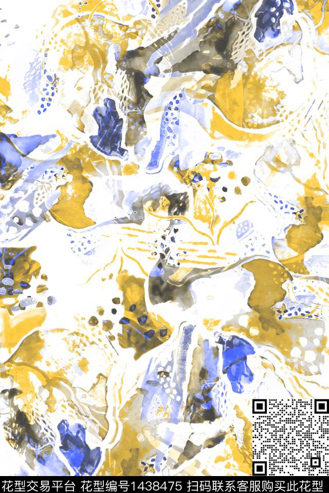 小清新抽象真丝数码印花华亿平台下载（图片编号: 1438475） - 瓦栏（Walan）