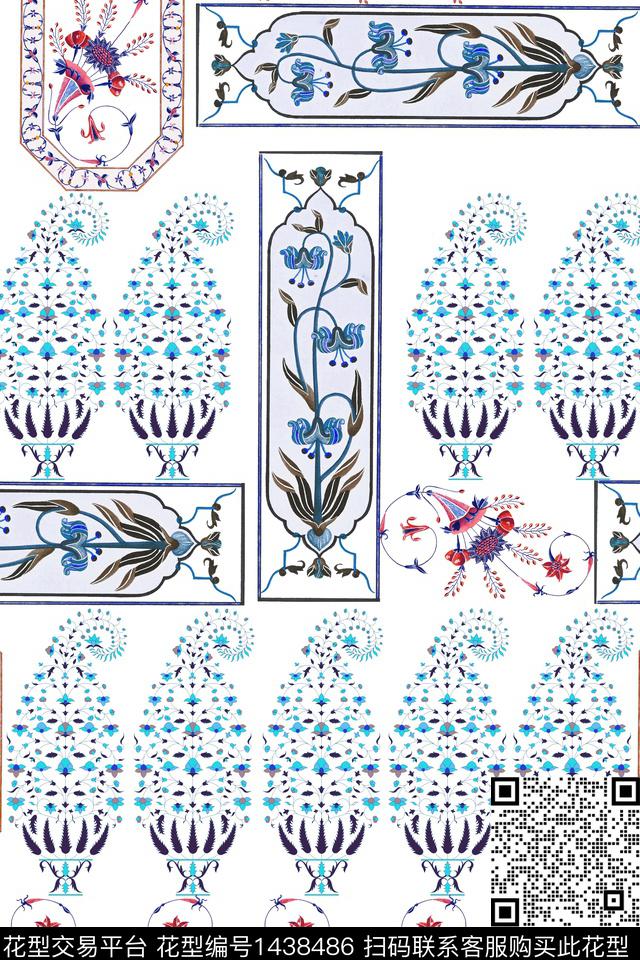 民族花卉佩斯利大牌风数码印花华亿平台下载（图片编号: 1438486） - 瓦栏（Walan）