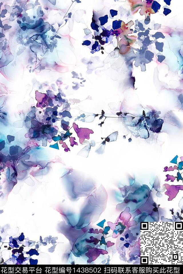 几何花卉肌理扎染华亿平台数码印花华亿平台下载（图片编号: 1438502） - 瓦栏（Walan）
