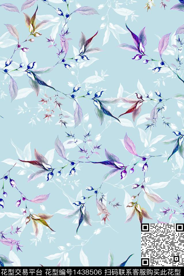 绿植树叶花卉大牌风数码印花华亿平台下载（图片编号: 1438506） - 瓦栏（Walan）