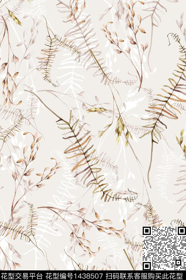 绿植树叶花卉大牌风数码印花华亿平台下载（图片编号: 1438507） - 瓦栏（Walan）