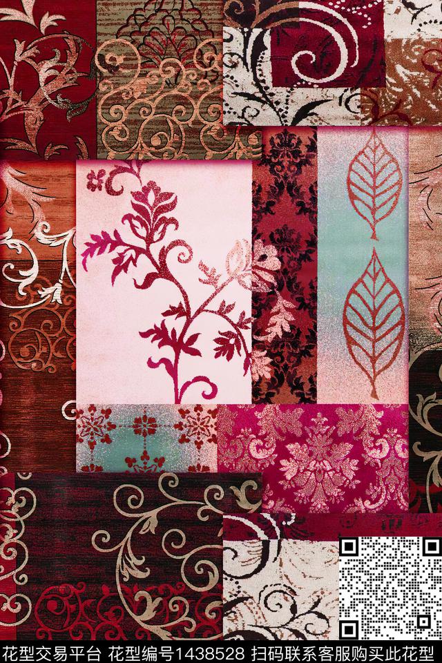 数码华亿平台几何复古数码印花华亿平台下载（图片编号: 1438528） - 瓦栏（Walan）