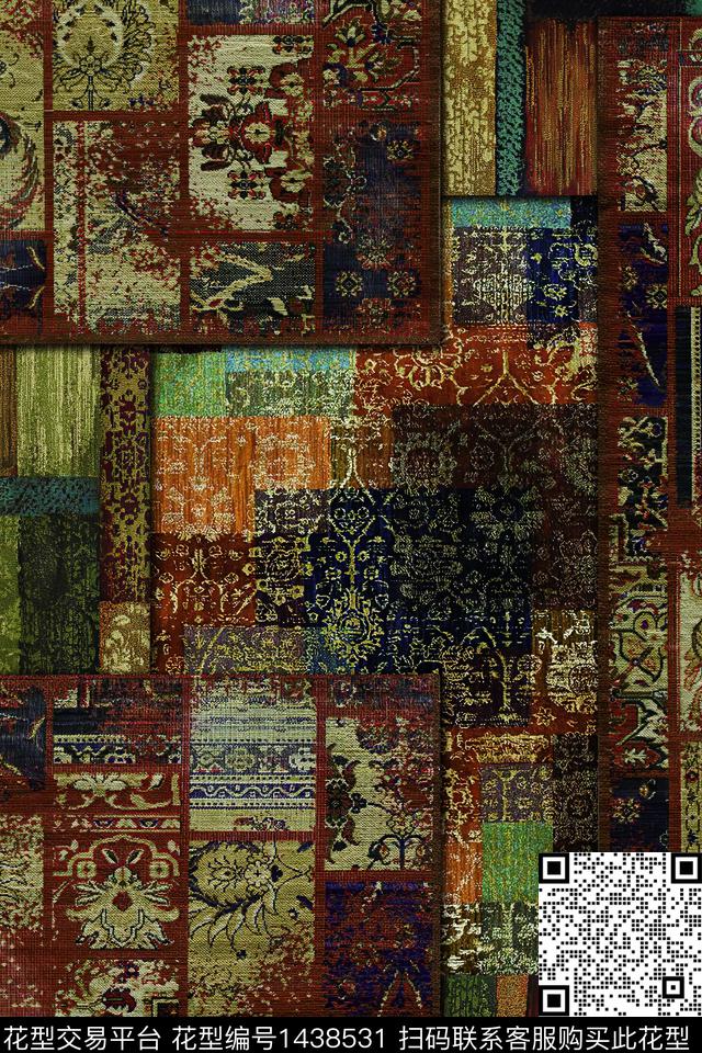 复古香云纱抽象数码印花华亿平台下载（图片编号: 1438531） - 瓦栏（Walan）