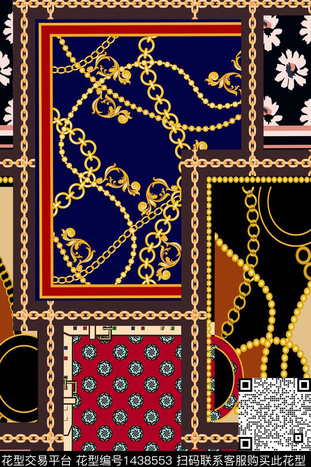 几何链条民族风数码印花华亿平台下载（图片编号: 1438553） - 瓦栏（Walan）