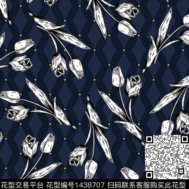 花卉大牌风小碎花数码印花华亿平台下载（图片编号: 1438707） - 瓦栏（Walan）