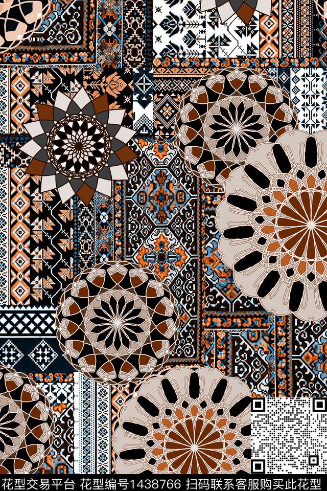 时尚民族风真丝数码印花华亿平台下载（图片编号: 1438766） - 瓦栏（Walan）