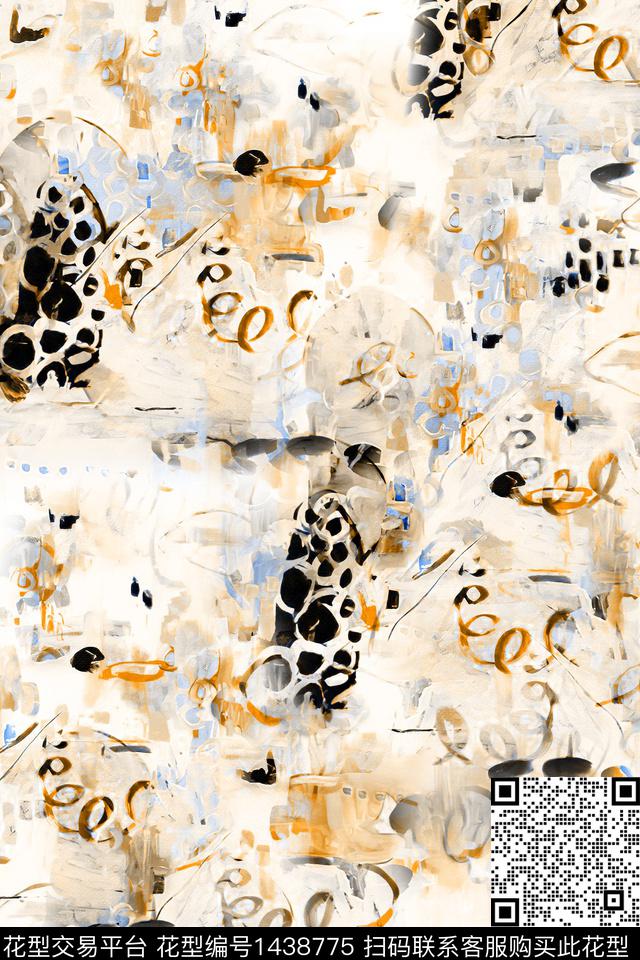 时尚抽象真丝数码印花华亿平台下载（图片编号: 1438775） - 瓦栏（Walan）