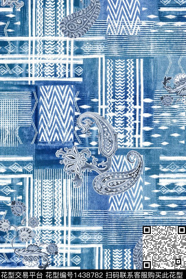 几何花卉肌理抽象花卉数码印花华亿平台下载（图片编号: 1438782） - 瓦栏（Walan）