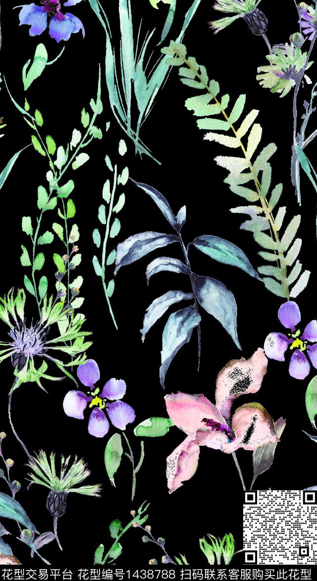 数码华亿平台花卉大牌风数码印花华亿平台下载（图片编号: 1438788） - 瓦栏（Walan）