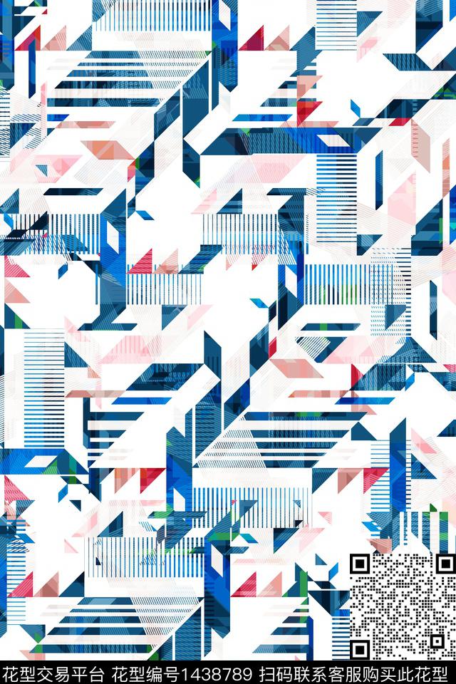 几何肌理抽象花卉数码印花华亿平台下载（图片编号: 1438789） - 瓦栏（Walan）