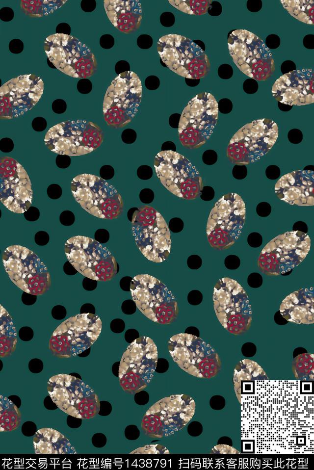 简约黑底花卉几何花卉数码印花华亿平台下载（图片编号: 1438791） - 瓦栏（Walan）