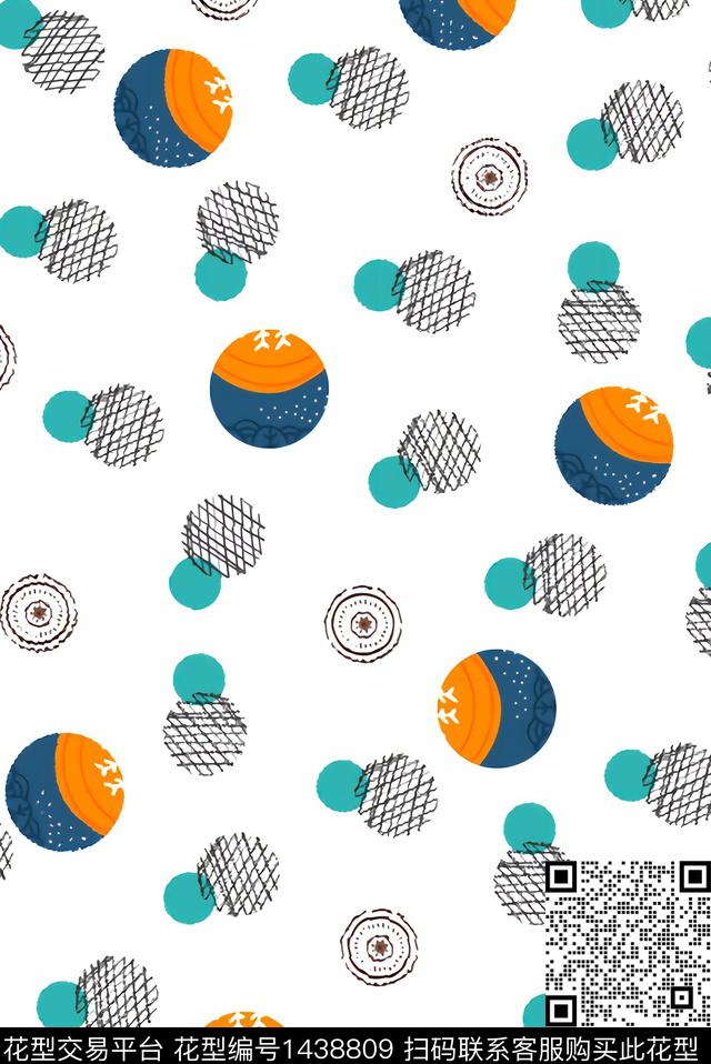 简约黑底花卉几何花卉数码印花华亿平台下载（图片编号: 1438809） - 瓦栏（Walan）