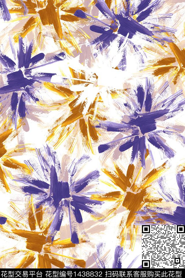 几何花卉水彩抽象花卉传统印花华亿平台下载（图片编号: 1438832） - 瓦栏（Walan）