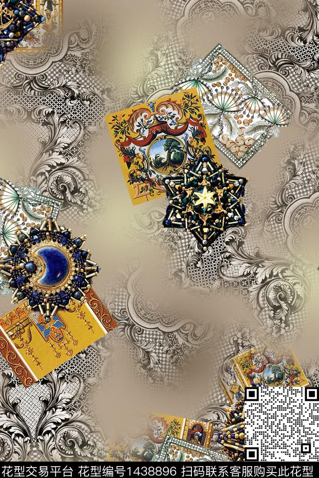 欧洲花纹图案数码印花华亿平台下载（图片编号: 1438896） - 瓦栏（Walan）