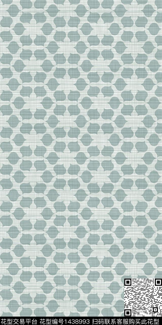 线条抽象绿植树叶数码印花华亿平台下载（图片编号: 1438993） - 瓦栏（Walan）